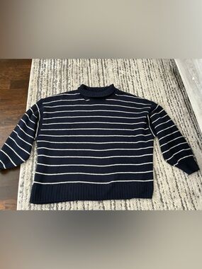 GAP Navy Sweater with Cream Stripes